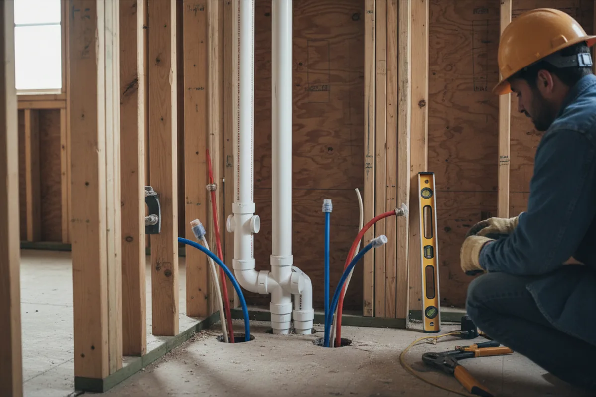 Drain and supply rough-in during Drain Cleaning in Clymer
